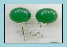 Hölzer Ohrringe Schmuck Echt 10 mm natürliches grünes Jadeit Jade 925 Solid Sier AAA Drop Lieferung 2021 JPVFW4973286