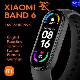 リストバンド最新のXiaomi Mi Band 6 Blood Oxygen AmoledスクリーンフィットネスブレスレットMiband6フィットネストレーカーXiomiスマートバンド