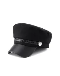 Берец Случайный военный кепки Женщина хлопковые брет с плоскими шляпами восьмиугольные черные ретро -шляпа в корейском стиле Чапка Зимова Дамска Горрос Мухер 5803207