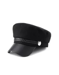 BERETS CAPSI MILITARI CHUAVI CHUADIONE DONNA BERET COTTON BACCHI FATTO Ottagonale Black nero retrò in stile coreano Czapka Zimowa Damska Gorros Mujer 5803207