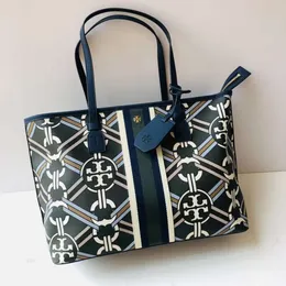 Luxury T Brand Bag äkta läder med PVC Material Tote Shopping Women Axel