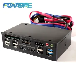 Kort 5.25 USB 3.0 Front Panel PC USB2.0 Connector Header Adapter Computer Case USB3.0 Front Panel USB 2.0 HUB Audio SATA Card Reader Reader