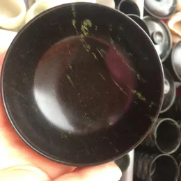 Tee Tassen Chinesische Kollektion natürliche schwarze Jade Tecup Geschnitzte schöne Jades Bowl Steingesundheitskessel Kessel