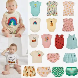 Комплекты одежды Baby Romper 2024 Summer BC Brand Born Cartoond Print Print Cotton Match One Piece Bodysuit Girl Boy Bottom Short