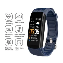 Kontrollera högkvalitativ C5S Färg Skärm Sport Health Monitoring Silikon Smart Armband Hjärtfrekvens Remote Control Selfie Fitbit
