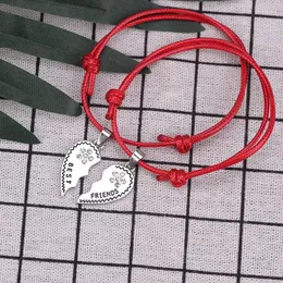 Bracelets de charme Friends Bracelet 2 PCs/Definir cadeia de corda ajustável para mulheres Meninas Coração Coração Variedade fofa de presentes pendentes para sempre