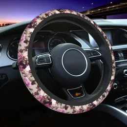 Capas de volante Tampas de 38 cm de rosa elástica de decoração de automóveis floral Elastische Acessórios