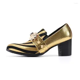 Scarpe eleganti uomini dorati di lusso formali puntati di punta oxfords in stile britannico 6,5 cm tacchi alti zapatos hombre calzature maschili
