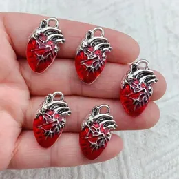 Charms 10pcs 25 14mm Enamel Silver Color Human Heart Organ Science Anatomical Pendant Biology Jewelry Finding