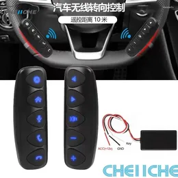 Coprini del volante dello sterzo Pulsante di controllo wireless con auto universale 10 tasti retroilluminazione blu per la navigazione multimediale DVD GPS Radio