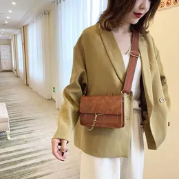 Kordelbeutel Frauen 2024 Korean Fashion Wild Simple Small Square Messenger Wide Schultergurt