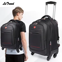 Taschen Letrend Rolling Gepäck Spinner Rucksack Schulter Reisetasche mit hoher Kapazität Kofferräder Multifunktionsströme Trolley auf Koffer