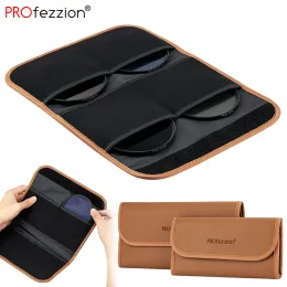 Carteiras Filtros retrô carteira 4 bolsos lentes dobráveis macias Filtros de bolsa com limpeza de microfibra Acessórios para câmera de pano nd UV CPL RI