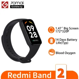 Браслеты Xiaomi Redmi Smart Band 2 браслеты 2 1,47 "Экранная кислородная кровя Bluetooth 5.1 Фитнес -трекер фитнеса Mi Band 2 Miband