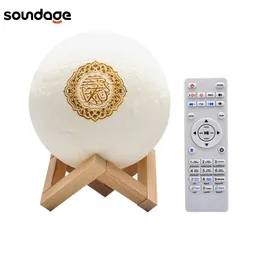 Bezprzewodowe głośniki Bluetooth Muzułmańskie Nocne Światło Koranu Głośniki 3D Księżyc z aplikacją Koran Speaekr Koran Touch Lamp Player 240418