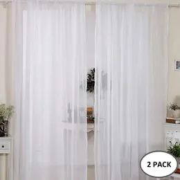 2pcs Europa Feste weiße Garnvorhang Voile Vorhänge Fenster Tüll für Wohnzimmer Moderne Behandlungen Dekoration 240416