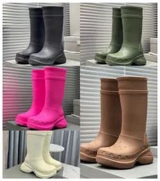 2024 Novos Kids Crocse Echo Cog Summer Summer Altos botas de chuva de joelho de joelho de joelho de 6 cm de borracha sola unissex moda casual calçados calçados de fábrica