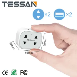 Shavers Tessan Double Shaver Plug Adapter UK مع 2 Outlet 2 منافذ USB محول شاحن الجدار محول المقبس للمنزل ، السفر