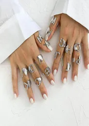 Gümüş renkli metal 26 harfli açık içi boş parmak yüzükleri 2019 vintage ayarlanabilir istifleme geniş tıknaz AZ halka kadınlar mücevher13436517558702