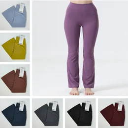 LL calças de ioga feminina e feminino Super elástico Treinamento de fitness de cintura alta Leggings largas pernas largas calças apertadas