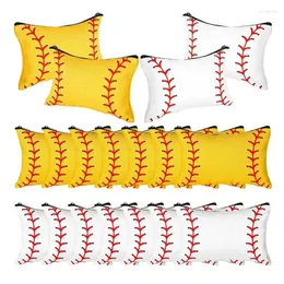 Geschenkverpackung 300pcs/Los Baseball Make -up -Tasche Brautjungfer Mädchen Urlaub Hochzeit Bachelorette Party Geschenke Canvas Cosmetic Reißverschluss Beutel