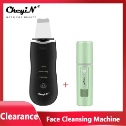 Instrument Ultrasonic Face Cleansing Hine Skin Scrubber Blackhead Remover Pore Cleaner Skin Care Tools + Nano Spray Facial Steamer 49