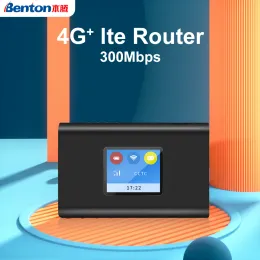 Routrar Benton Wireless Router Unlock Mifi Portable Modem 4G+ LTE Cat 6 300Mbps Outdoor Pocket WiFi Hotspot med SIM Card Slot