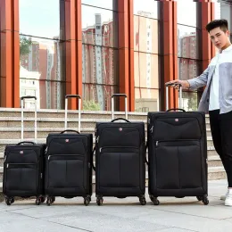 Sets Reisegeschichte 20 "24" 28 "32" Zoll Erweiterbares Oxford Waterfof Travel Koffer Weiche große Trolley Rollende Gepäckbeutel auf Rädern