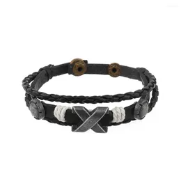 Braccialettale vintage in pelle multistrato alfabeto intrecciato x braccialetti regolabile fascino da uomo accessori per la moda per uomini regalo di Natale