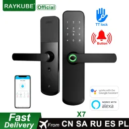 Управление Raykube Intelligence Door Lock Ttlock App BT Отпечаток пальцев 13,56 МГц с Mortise Lock для Home/Hotel Smart x7