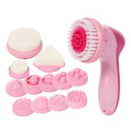 Scrubbers 12 em 1 Multifuncional Multifunction Facial Cleansing Brush Face Body Massager Kit Face Cleanser Poro de Blackhead Removendo Ferramenta de Beleza