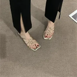 Casual Shoes Thick Heel Gold Footwear Summer 2024 Sandals For Women Open Toe Roman Style Ladies Beach Outdoor With Strap High Heels Vip