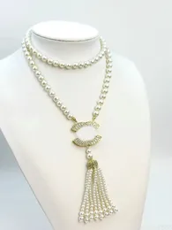Designerin für Frauen Perlen Pendellanhänger Halsketten Choker Mode Quasten Halskette Kette Schmuckgeschenke