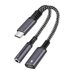 2 em 1 USB C a 3,5 mm Adaptador de fones de ouvido Tipo C Charge Adapter AUX ADAPTER PARA IPAD PRO SAMSUNG S20 Ultra Note 20 10 Huawei