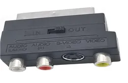 SCART ADAPTER AV BLOCK إلى 3 RCA Phono Composite SVIDEO مع مفتاح INOUT لـ TV DVD VCR4190898
