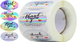 500pcs Rainbow Holo grazie adesivi 4 disegni olografici per aver supportato le mie etichette regalo per piccole imprese Wrap273S273W3154351