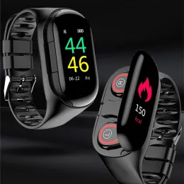 Armband M1 Färgskärm Smart Armband Bluetooth Headset 2 i 1 Armband Sleep Heals Blodtryck Monitor med musik hörlurar