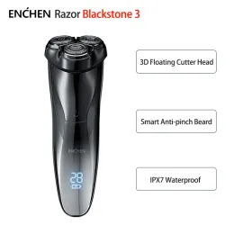 Blad Enchen Blackstone 3 Men's Electric Razor 3D Triple Blade Floating Shaving Hine Ipx7 Waterproof USB Raddningsbar skäggtrimmer