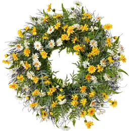 22 Flora di seta finta Giove Giove Giallo Finole finto con foglie di eucalipto verde per porta della porta della porta d'ingresso decorazioni da fattoria 240407