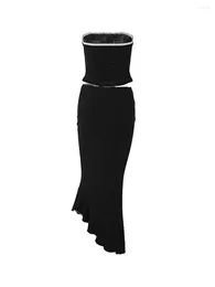 Юбки Winkinlin Женщины 2 штуки длинные юбки наборы без бретелек Tub