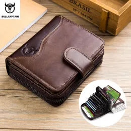 Wallets Bullcaptain masculino de couro genuíno da carteira multi -card de carteira multi -carteira de carteira de alta qualidade carteira de alta qualidade carteira