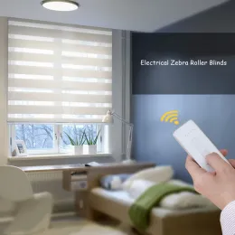 السيطرة على الستائر الكهربائية Zebra Roller للمنزل Office Smart Shades Alexa Google متوافق عبر BroadLink
