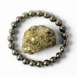 Strand 6/8MM Original Natural Pyrite Energy Bracelets Men Women Hematite Slimming Health Care Exquisite Jewelry Gift