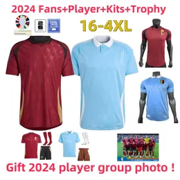 16-4xl 2024 Belgiens fotbollströjor de Bruyne R. Lukaku E. Hazard Mertens Batshuayi Tielemans T.Hazard fans spelar hem borta fotbollsskjorta enhetliga män