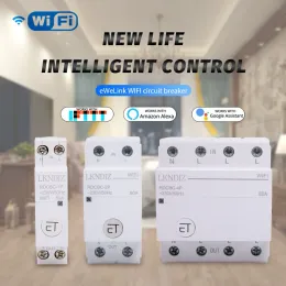 التحكم في Ewelink Smart WiFi Circuit Breaker التحكم عن بُعد عن طريق التحكم الصوتي مع Alexa و Google Home 18mm Din Rail RDCBC1P 2P4P