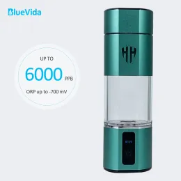 flaskan bluevida ny max 6000ppb super väte vatten generator flaskan dupont spe pem vatten vätator + h2 inandningssats adapter