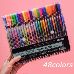 Pens 48 renk çocuk parıltısı kalem Renk Diy fotoğraf albümü kalem vurgu pastel el hesabı jel kalem seti okul malzemeleri kırtasiye