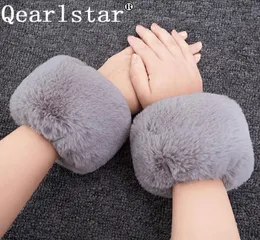 Qearlstar faux pêlo pulso para mulheres engrosser braços de braços de pulseira de pulseira de inverno elástico decoração de manga de manga fy282747371