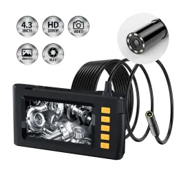 Cameras Single & Dual Lens Industrial Endoscope 1080P Digital Borescope 8mm IP67 Waterproof Sewer Camera with 4.3" LCD 8 Adjustable LED