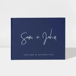 Party Supplies Custom Wedding Guest Book | Navy Blue and White 50 Sheets of Paper Color Choices tillgängliga Design: A028